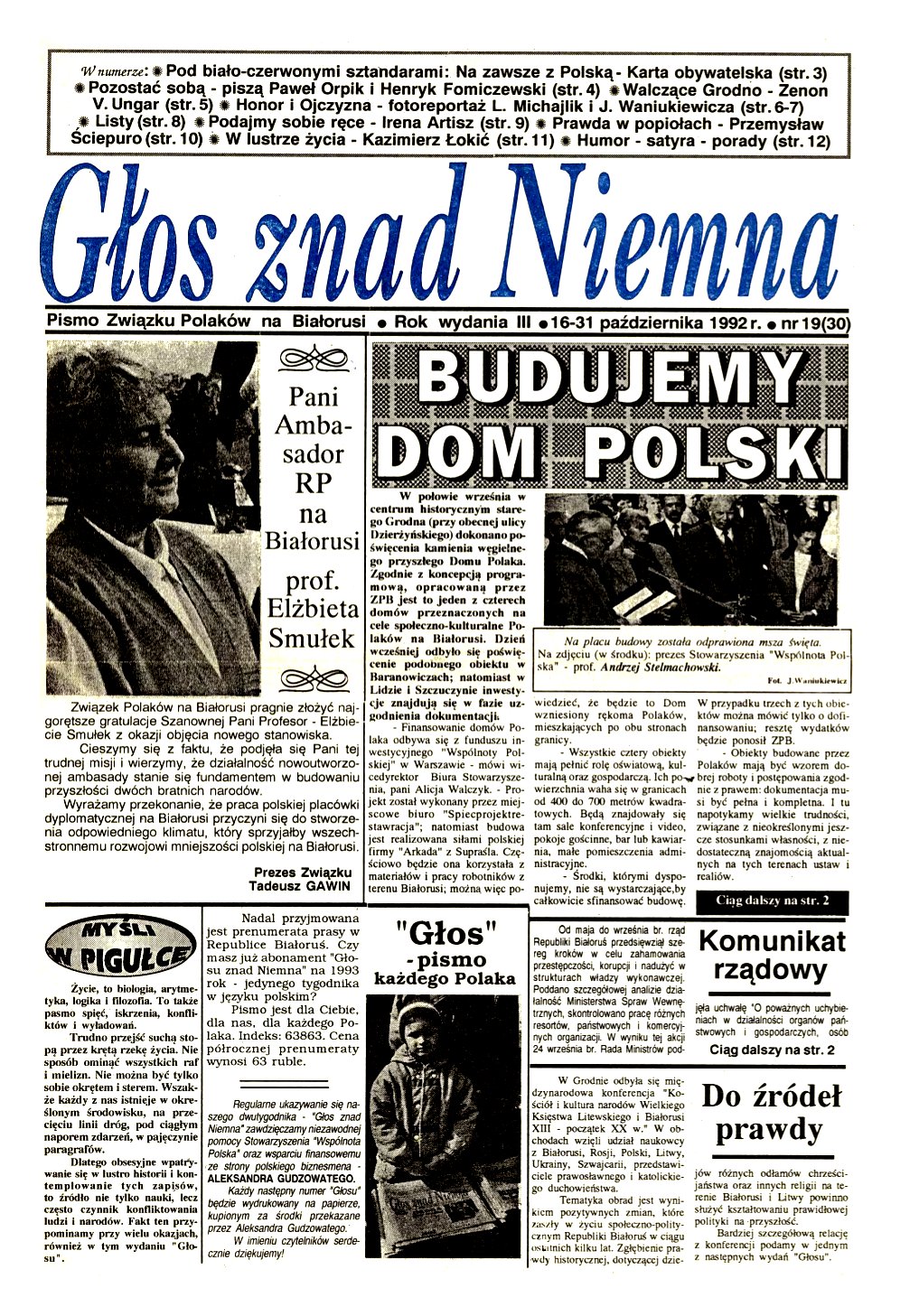 Głos znad Niemna 19 (30) 1992