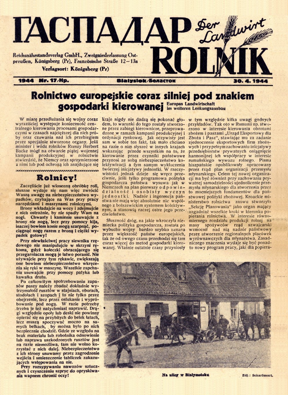 Гаспадар=Rolnik=Der Landwirt 17/1944