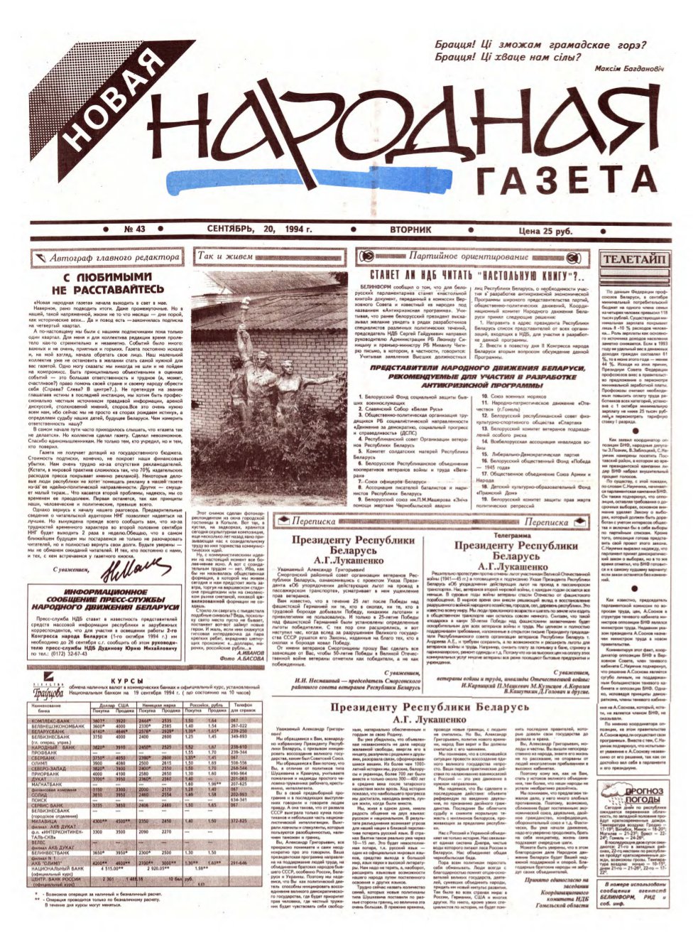 Новая народная газета 43/1994