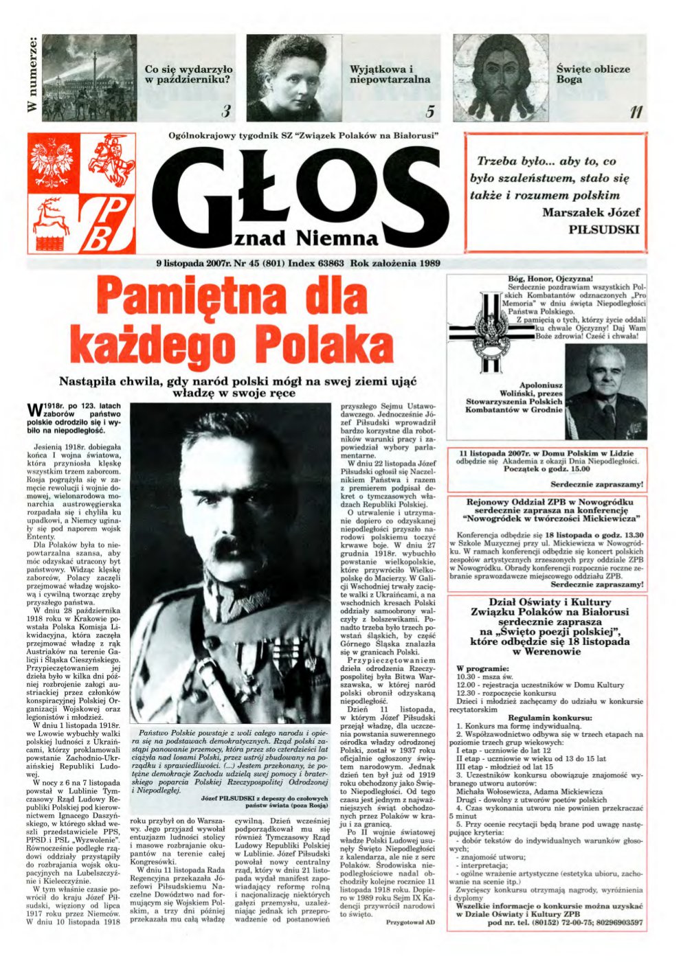 Głos znad Niemna 45 (801) 2007