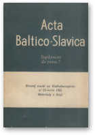 Acta Baltico-Slavica, Suplement do tomu 7